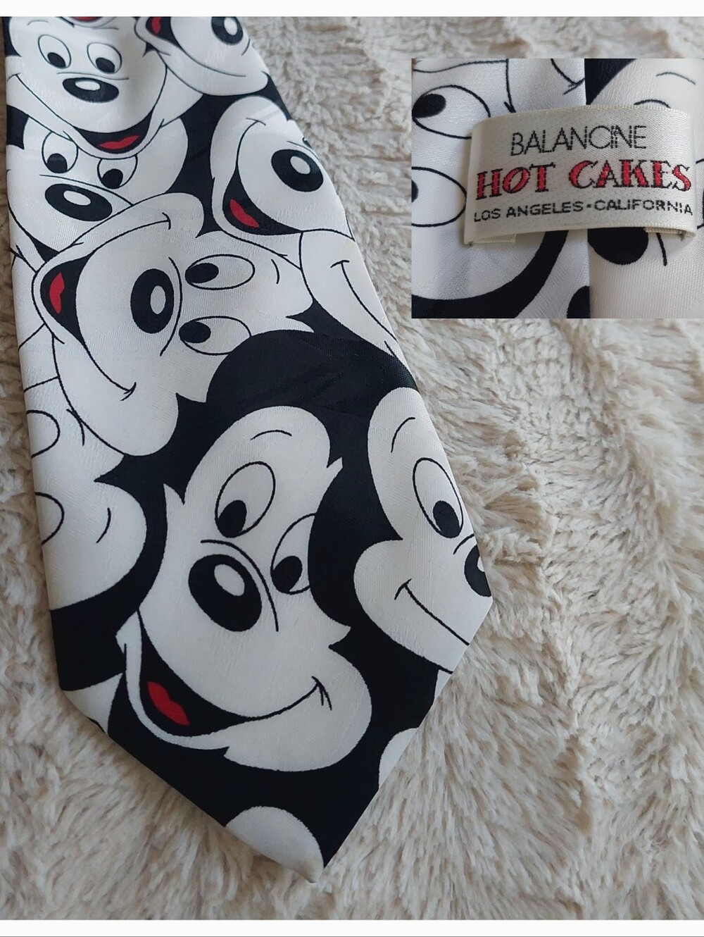 Balancine Hot Cakes Men's Tie Graphic Print Mickey Mouse Black White Disney